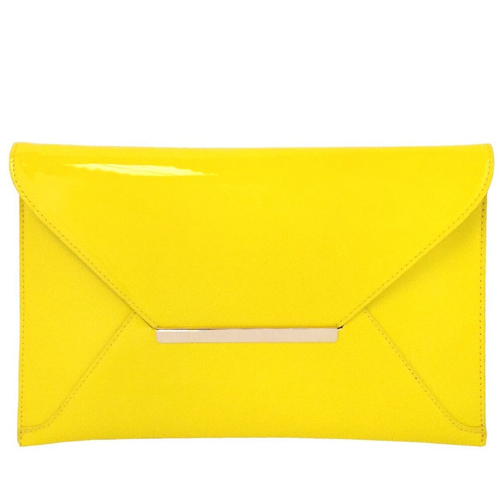 4747 Faux Patent Leather Envelope Candy Clutch Bag Glossy Evening Purse